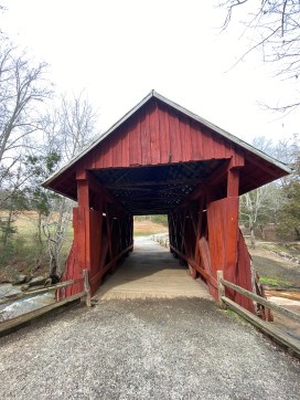 The old red covered bridge
